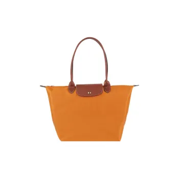 LONGCHAMP Le Pliage Canvas With Leather Tote Bag Shopping Bag Canvas Bag Handbag Shoulder Bag Large Size Women's Orange