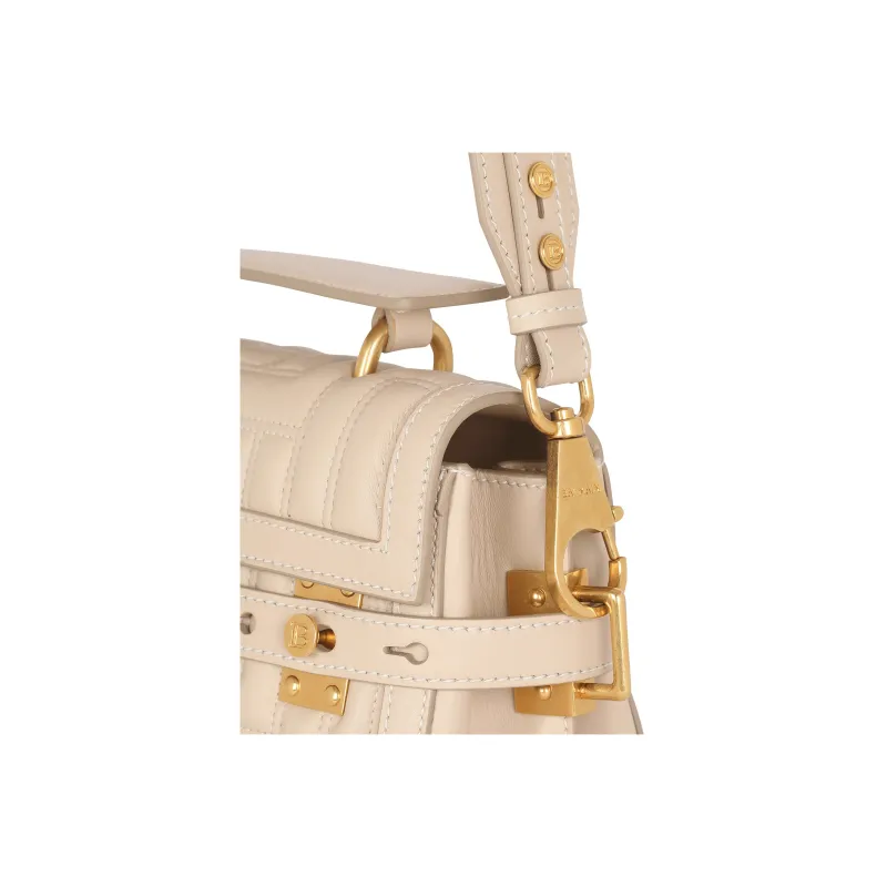 BALMAIN B-BUZZ Quilting Lambskin Shoulder Bag Crossbody Bag Handbag Women's Light Brown-4
