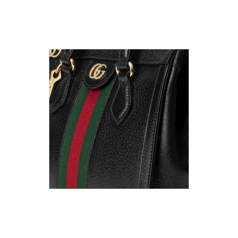 GUCCI Ophidia Leather Tote Bag, Shopping Bag, Portable Crossbody Bag, Shoulder Bag Trumpets Women's Black-7