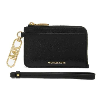 MICHAEL KORS Leather Handheld Card Holder Coin Purse Women's Black