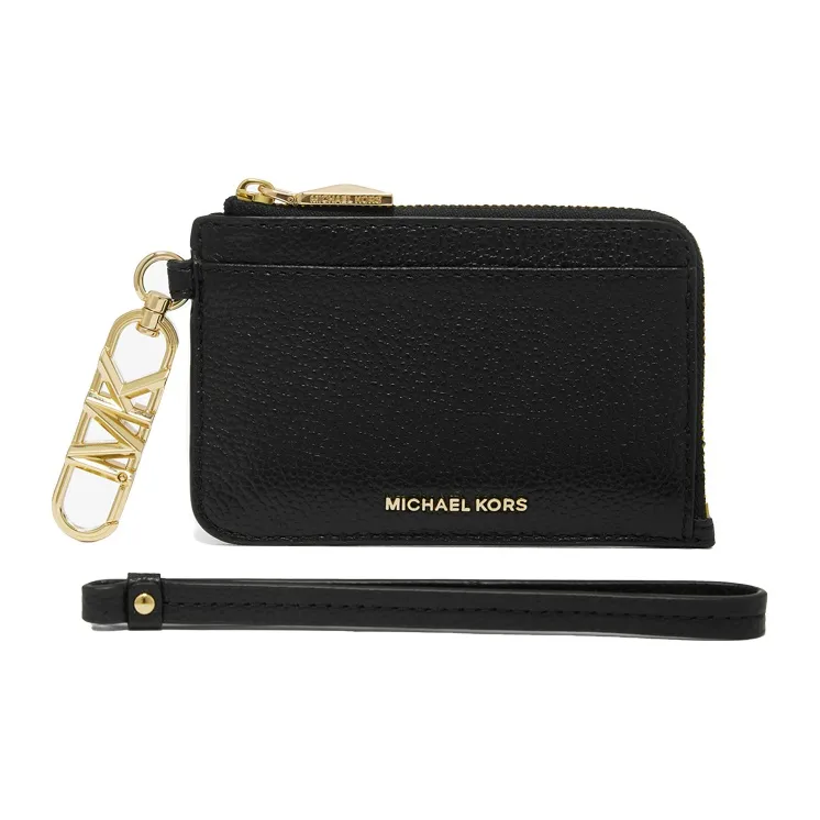 MICHAEL KORS Leather Handheld Card Holder Coin Purse Women's Black-0