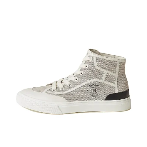 HERMES Skateboard Shoes Women's High-Top Gray White