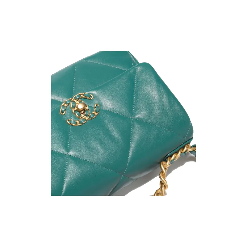 CHANEL 19Bag Sheepskin Flap Bag Handbag, Shoulder Bag, Crossbody Bag Women's Dark Green-2
