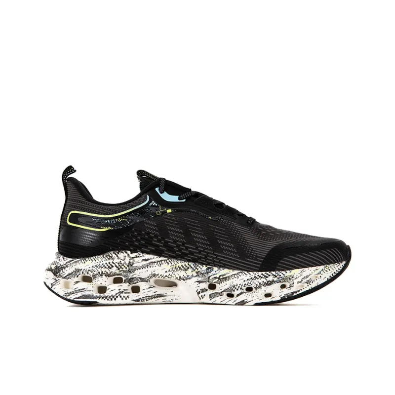 XTEP Shock Absorption Spinning 10.0 Anti Slip Wear Resistant Low Top Running Shoes Men's Black Blue-1