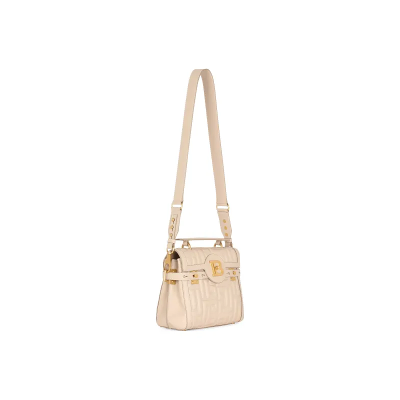 BALMAIN B-BUZZ Quilting Lambskin Shoulder Bag Crossbody Bag Handbag Women's Light Brown-1