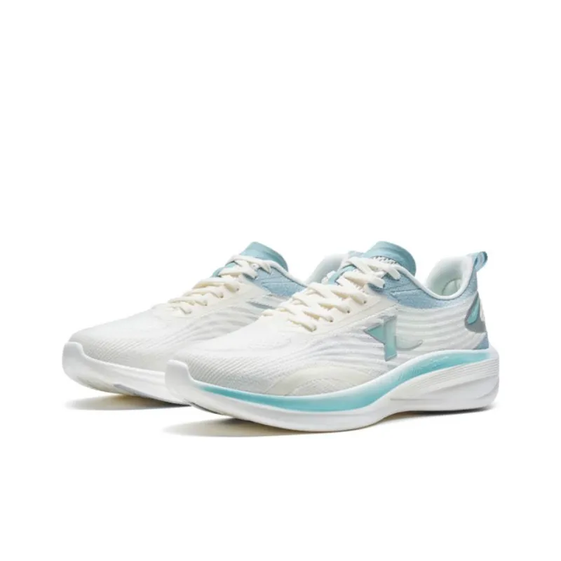XTEP Light Wing Slip Resistant Cushioning Wear Resistant Low Top Running Shoes Men's Sail White Water Sky Blue-1