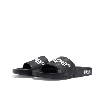 Aape Rubber Sole Abrasion-Resistant Slide Slippers Unisex Black