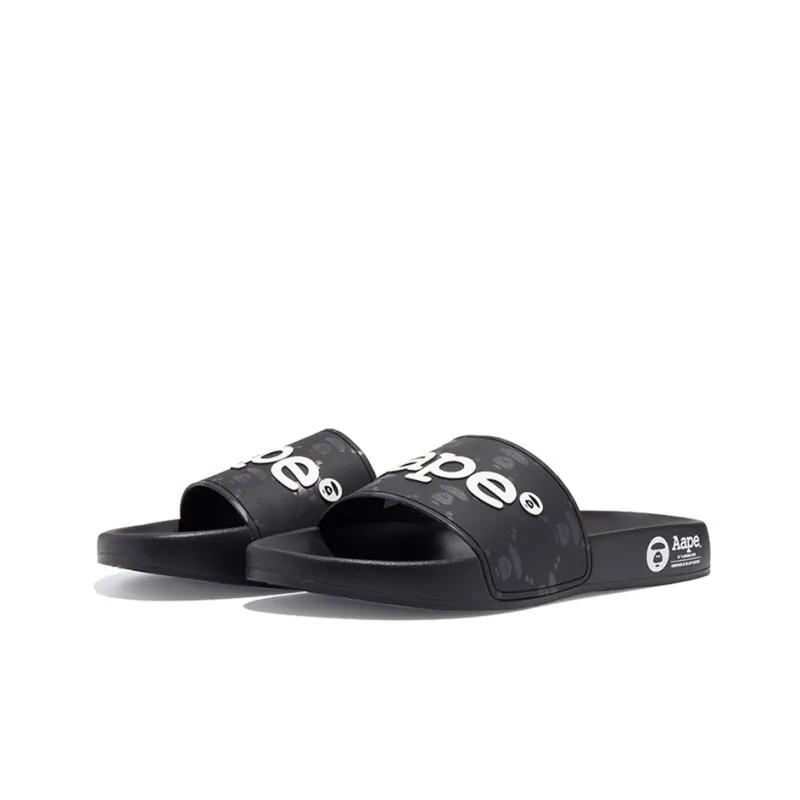 Aape Rubber Sole Abrasion-Resistant Slide Slippers Unisex Black-0