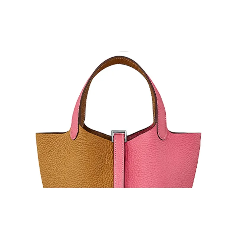 HERMES Picotin Cow Leather Basket Bag Handbag Bucket Bag 18 Women's Dujuan Flower Pattern/Sesame Color-3
