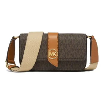 MICHAEL KORS Artificial Leather Envelope Bag Shoulder Bag Crossbody Bag Women's Dark Brown & Acorn Brown