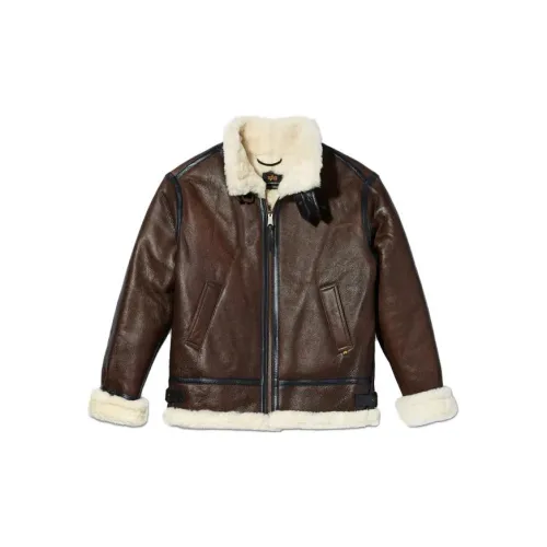 Alpha Industries Leather Jackets Men Brown