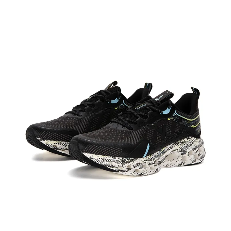 XTEP Shock Absorption Spinning 10.0 Anti Slip Wear Resistant Low Top Running Shoes Men's Black Blue-2