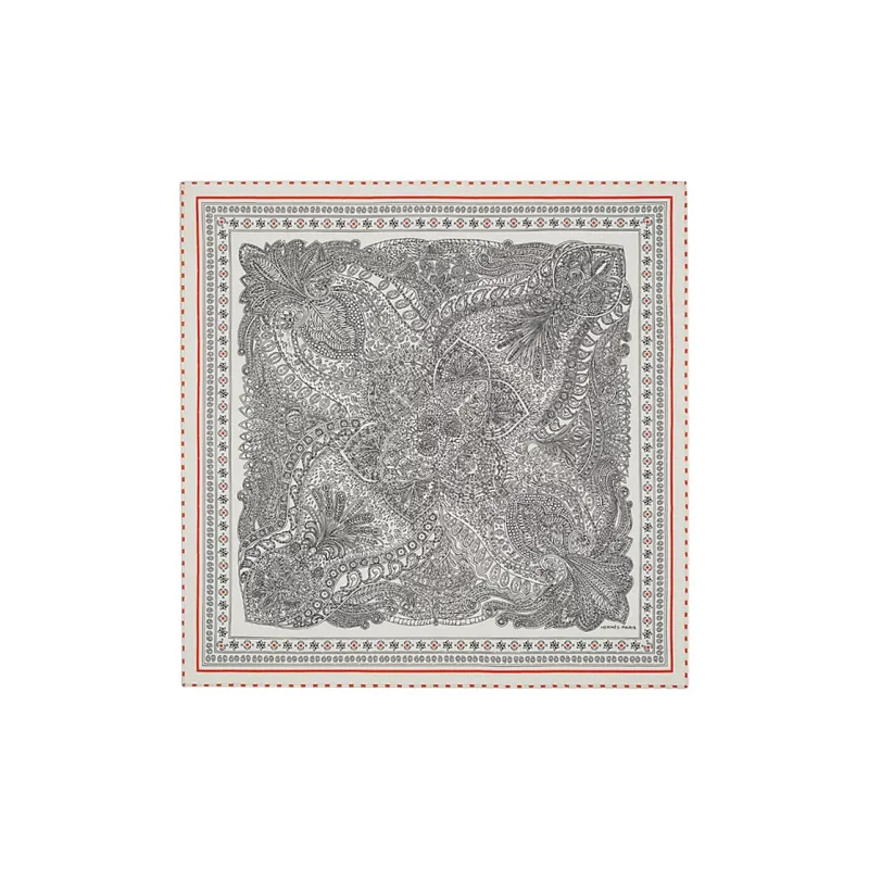 HERMES Silk Scarves Unisex White-0