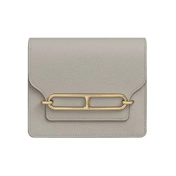 HERMES Roulis Evercolor Calfskin Pig Nose Bag Card Holder Fanny Pack Coin Purse Wallet Women's 8L Beton Glacier White