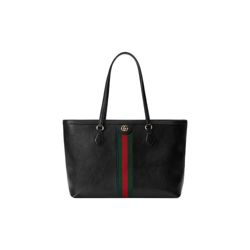 GUCCI Ophidia Canvas With Leather Trim Tote Bag Shopping Bag Shoulder Bag Handbag Medium Size Women's Black