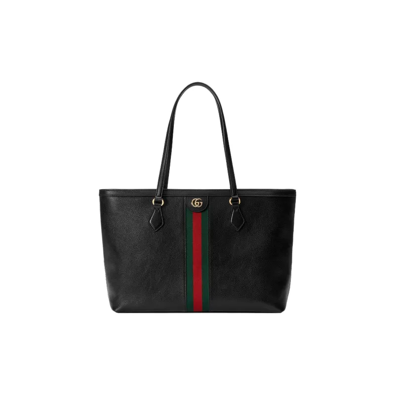 GUCCI Ophidia Canvas With Leather Trim Tote Bag Shopping Bag Shoulder Bag Handbag Medium Size Women's Black-0