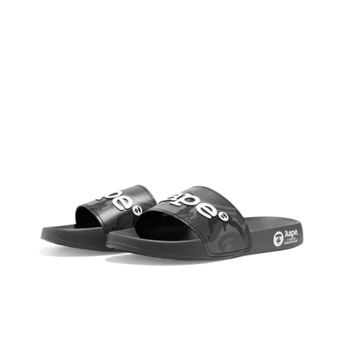 Aape Rubber Sole Abrasion Resistant Slide Slippers Unisex Black Gray