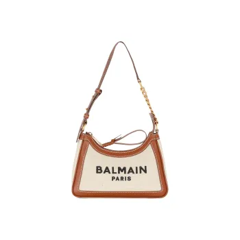 BALMAIN B ARMY Calfskin Patchwork Canvas Bag, Handbag, Shoulder Bag Women's