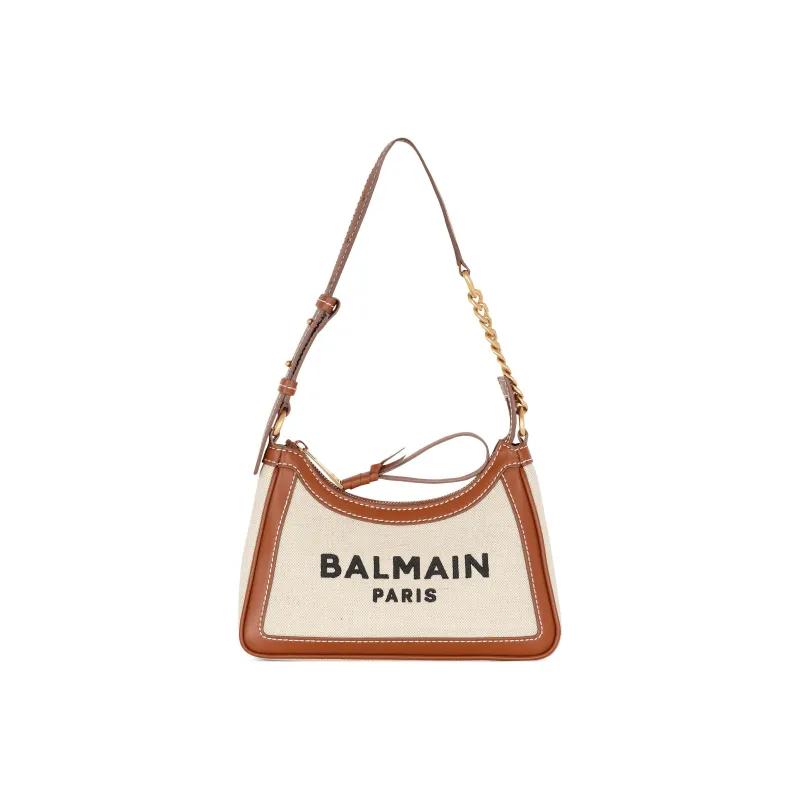BALMAIN B ARMY Calfskin Patchwork Canvas Bag, Handbag, Shoulder Bag Women's-0