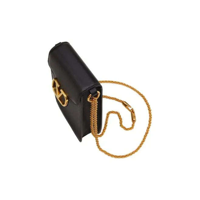 Valentino Locò Calfskin Cell Phone Pouch Women's Black-3