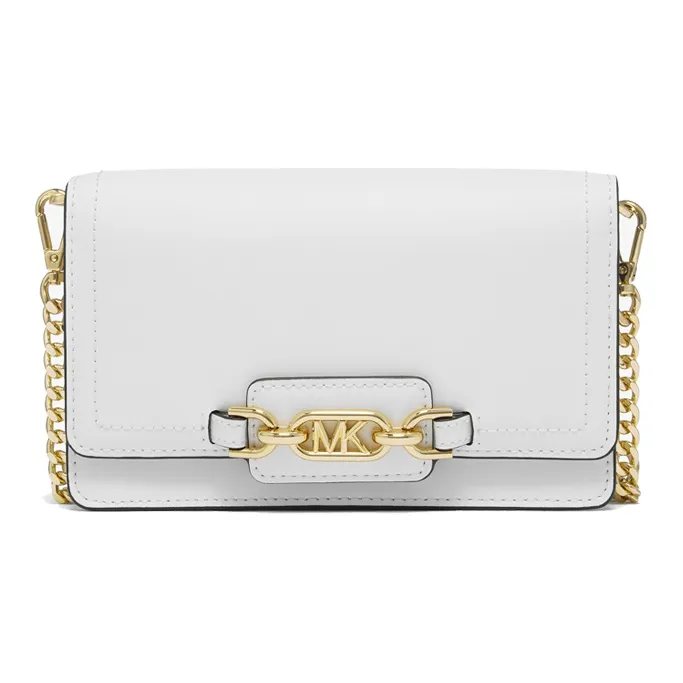 MICHAEL KORS Heather Leather Envelope Bag, Shoulder Bag Small Size Women's White-0