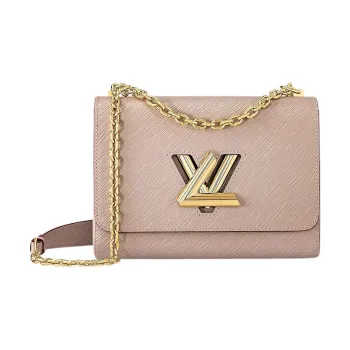 LOUIS VUITTON Twist Grained Calfskin Shoulder Bag Crossbody Bag Medium Size Women's Elephant Gray