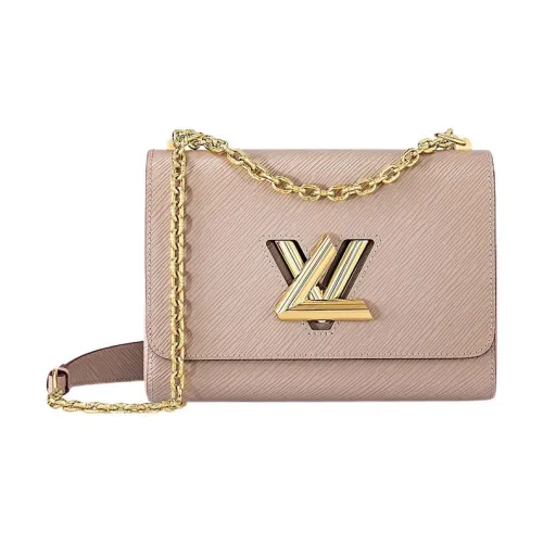 LOUIS VUITTON Twist Grained Calfskin Shoulder Bag Crossbody Bag Medium Size Women's Elephant Gray
