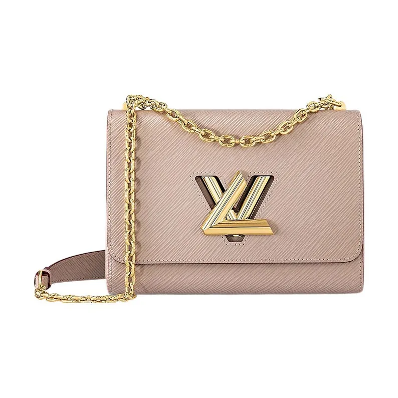 LOUIS VUITTON Twist Grained Calfskin Shoulder Bag Crossbody Bag Medium Size Women's Elephant Gray-0