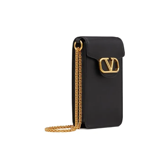 Valentino Locò Calfskin Cell Phone Pouch Women's Black-1