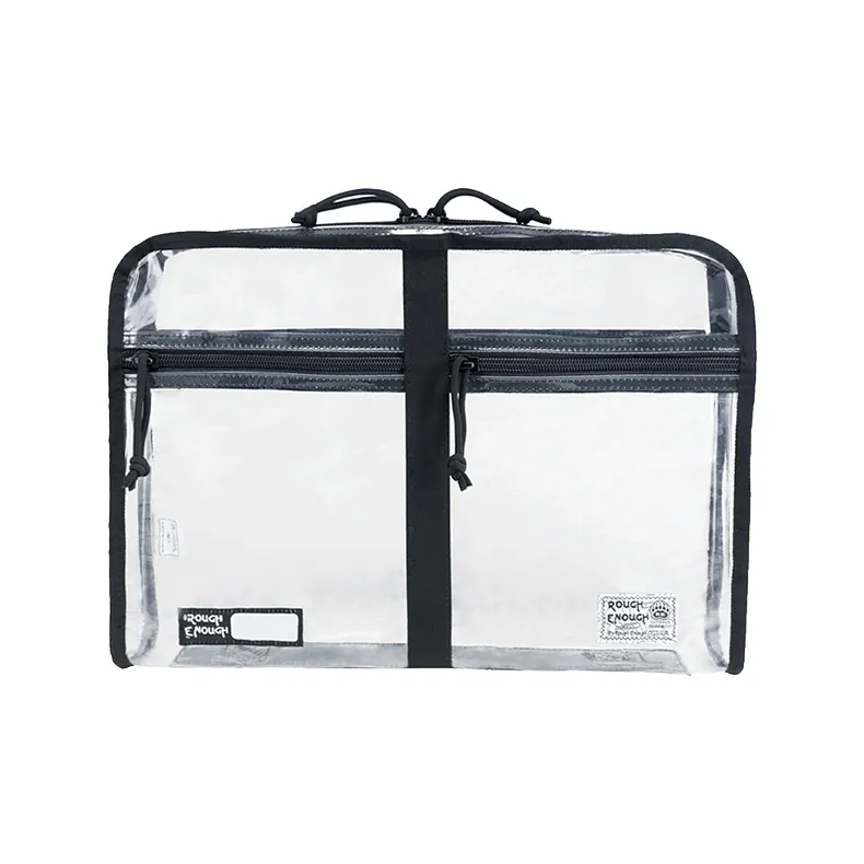 Rough Enough PVC Briefcase Handbag Storage Bag Clutch Medium Size Unisex Transparent-0
