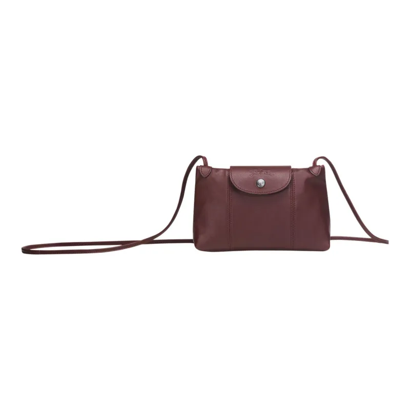 LONGCHAMP Le Pliage Cuir Leather Shoulder Bag Crossbody Bag Women's Brandy Color-0