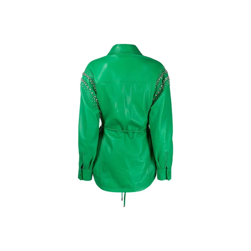 PHILIPP PLEIN Stud embellished Leather Shirt-1