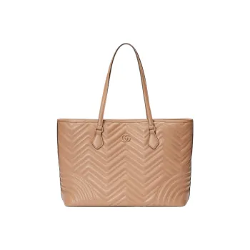 GUCCI GG Marmont Leather Tote Bag Shopping Bag Handbag Large Size Women's Rose Beige
