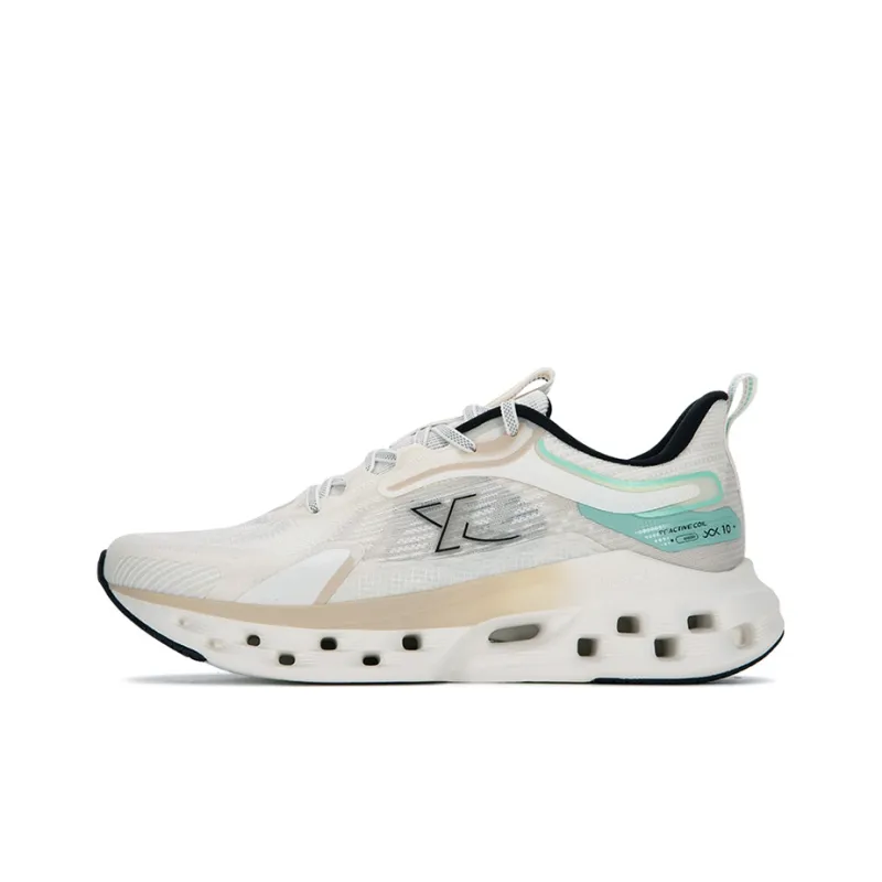 XTEP Shock Absorption Spinning 10.0 Running Shoes Men Low Top White Green-0