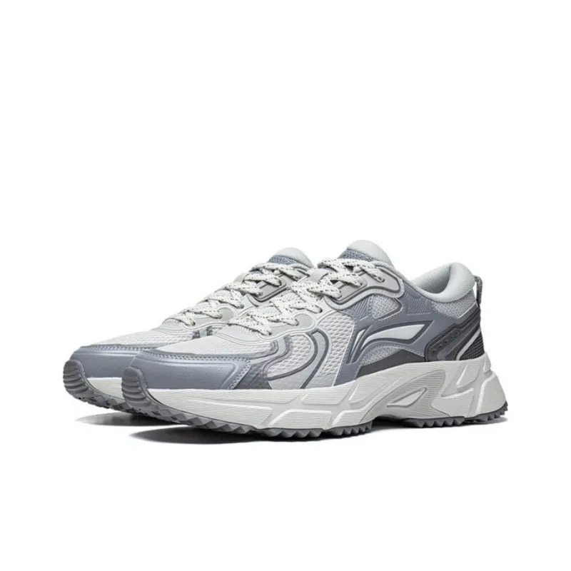 LiNing Pick Up The Light Anti Slip And Wear Resistant Breathable Low Top Running Shoes Men's Antarctic Gray-2