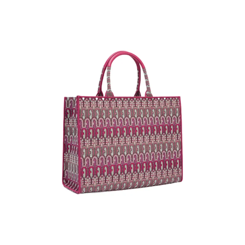 Furla Opportunity Ethnic Style Jacquard Fabric Tote Bag Shopping Bag Square Bag Handbag Large Size Women's Purple-2
