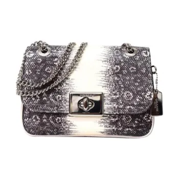 COACH Cassidy Leather Shoulder Bag, Crossbody Bag Medium Size Women's Black Gray