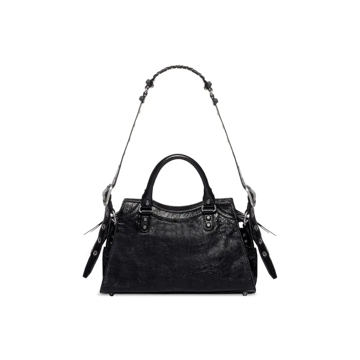 Balenciaga Neo Cagole City Fine Grained Sheepskin Handbag Trumpets Women's Black-3