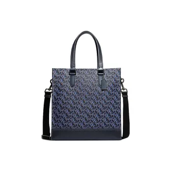 COACH Graham Cow Leather Tote Bag Shopping Bag Shoulder Bag Crossbody Bag Handbag Large Size Women's Black Blue