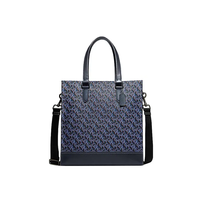 COACH Graham Cow Leather Tote Bag Shopping Bag Shoulder Bag Crossbody Bag Handbag Large Size Women's Black Blue-0