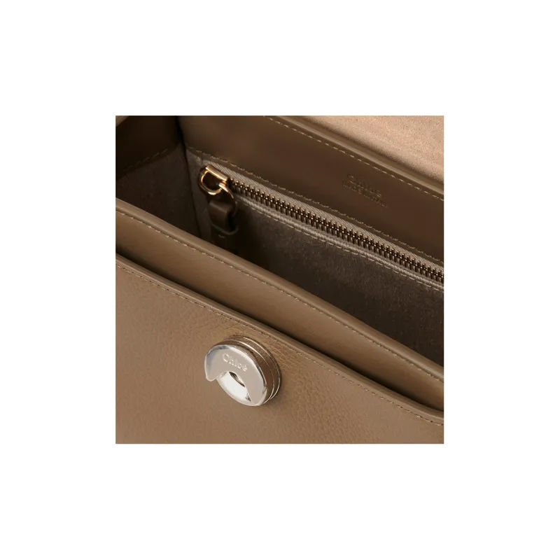 Chloe Tess Grained Calfskin Shoulder Bag Crossbody Bag Handbag Mini Women's Dark Khaki-4