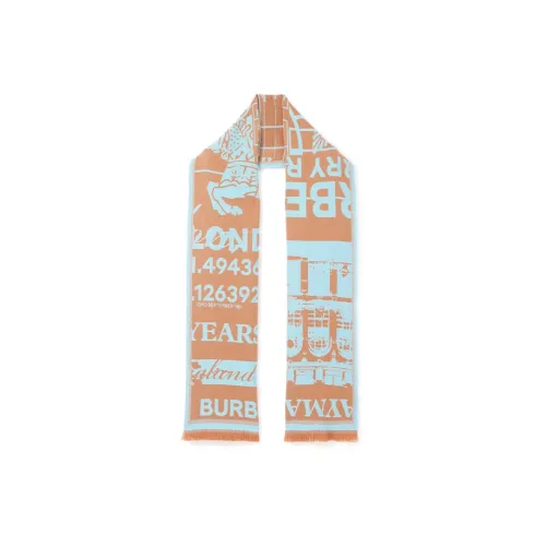 Burberry Knit Scarves Women's Light Orange/Blue