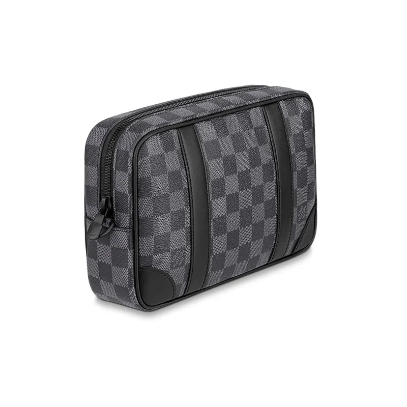 LOUIS VUITTON Graphite Canvas With Leather Clutch Men's Black/Gray-1