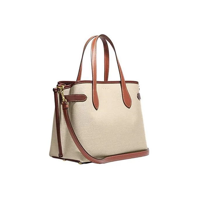 COACH Fabric With Cow Leather Shoulder Bag, Crossbody Bag, Handbag Regular Women's Beige-1