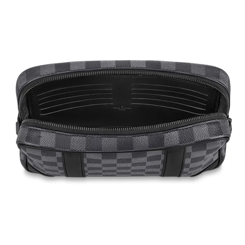 LOUIS VUITTON Graphite Canvas With Leather Clutch Men's Black/Gray-3