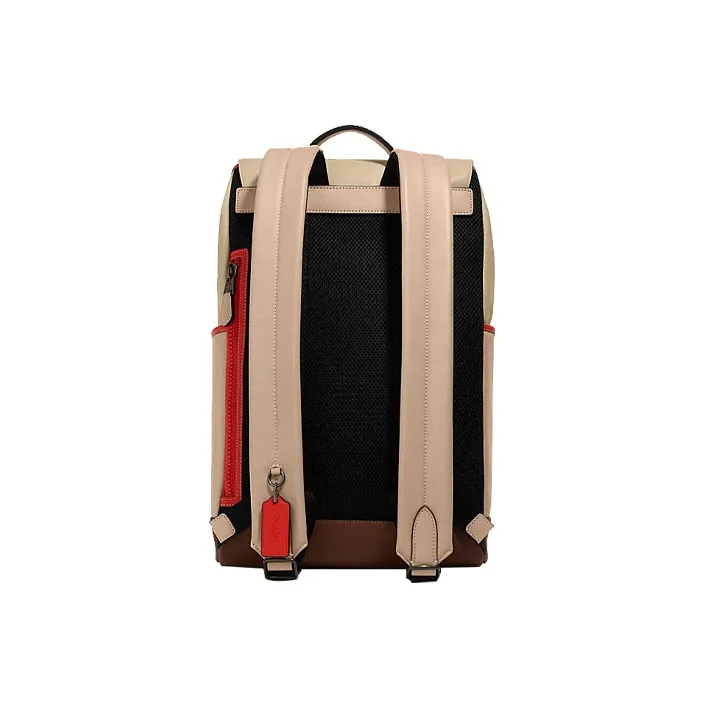 COACH Track Cow Leather With Fabric Backpack Regular Men's Beige Brown-2