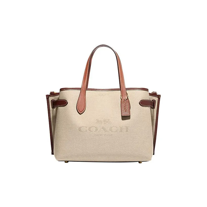 COACH Fabric With Cow Leather Shoulder Bag, Crossbody Bag, Handbag Regular Women's Beige-0