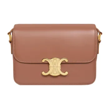 CELINE Triomphe Shiny Cow Leather Shoulder Bag Tofu Bag Portable Crossbody Bag Shoulder Bag Women's Bronze