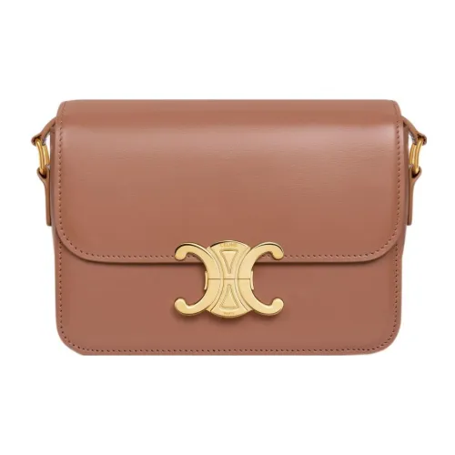 CELINE Triomphe Shiny Cow Leather Shoulder Bag Tofu Bag Portable Crossbody Bag Shoulder Bag Women's Bronze
