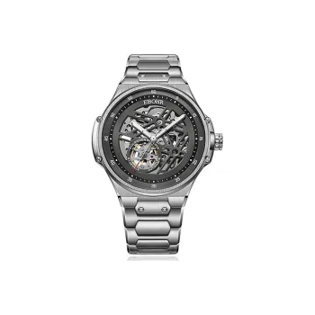 EBOHR Explorer Collection Mechanical Movement Stainless Steel Strap Watch Men's Watches Black Dial 21011216